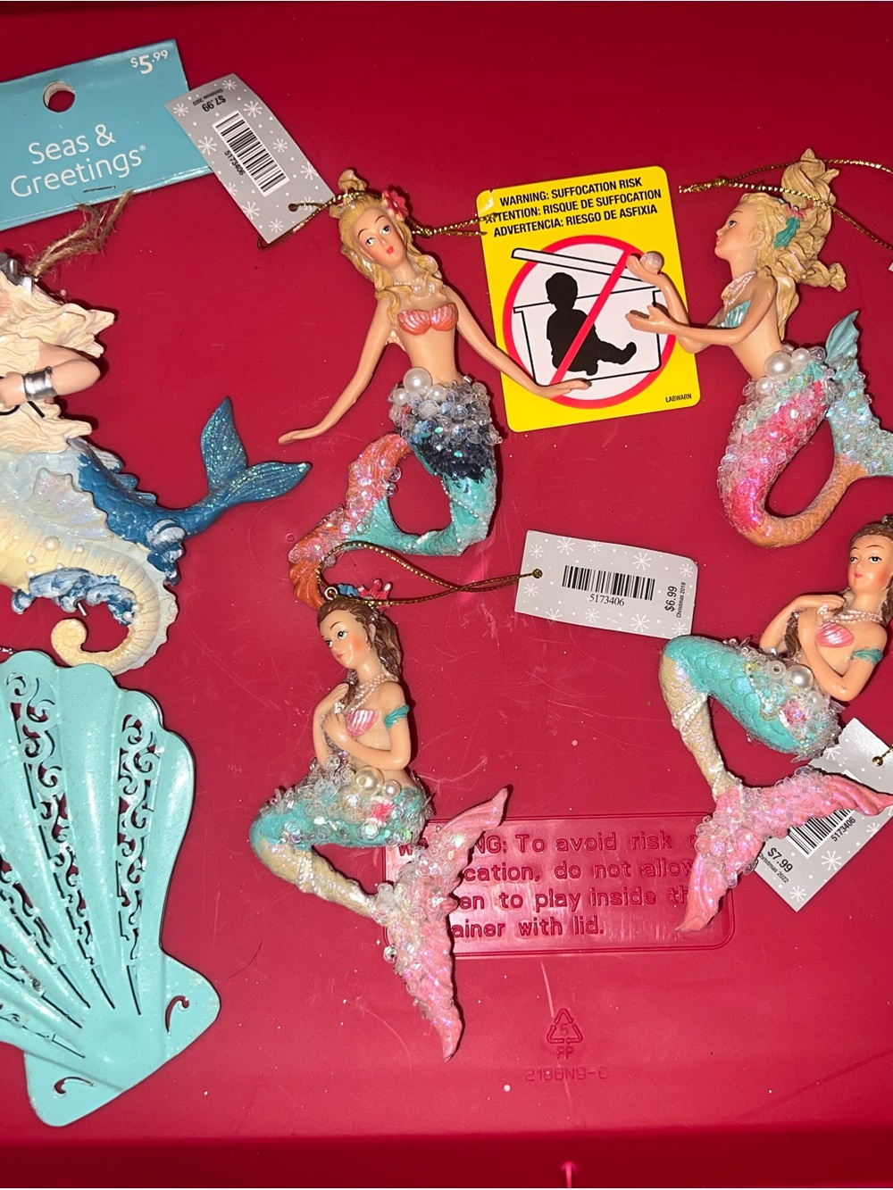 Seashell snd  Mermaid Ornament Set (6)
